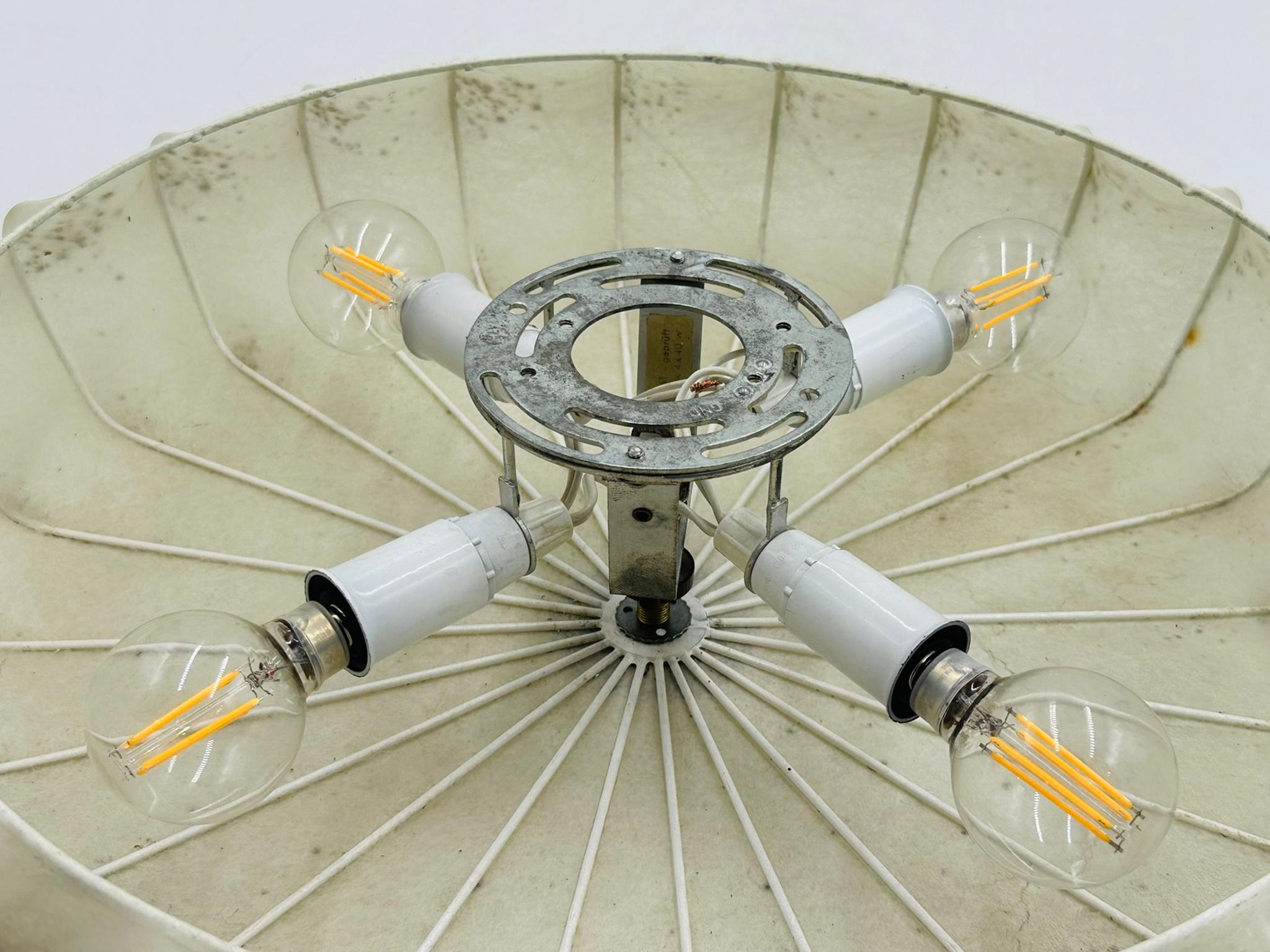 Vintage Cocoon Flush Mount Ceiling Light Marked FW Gepruft 7