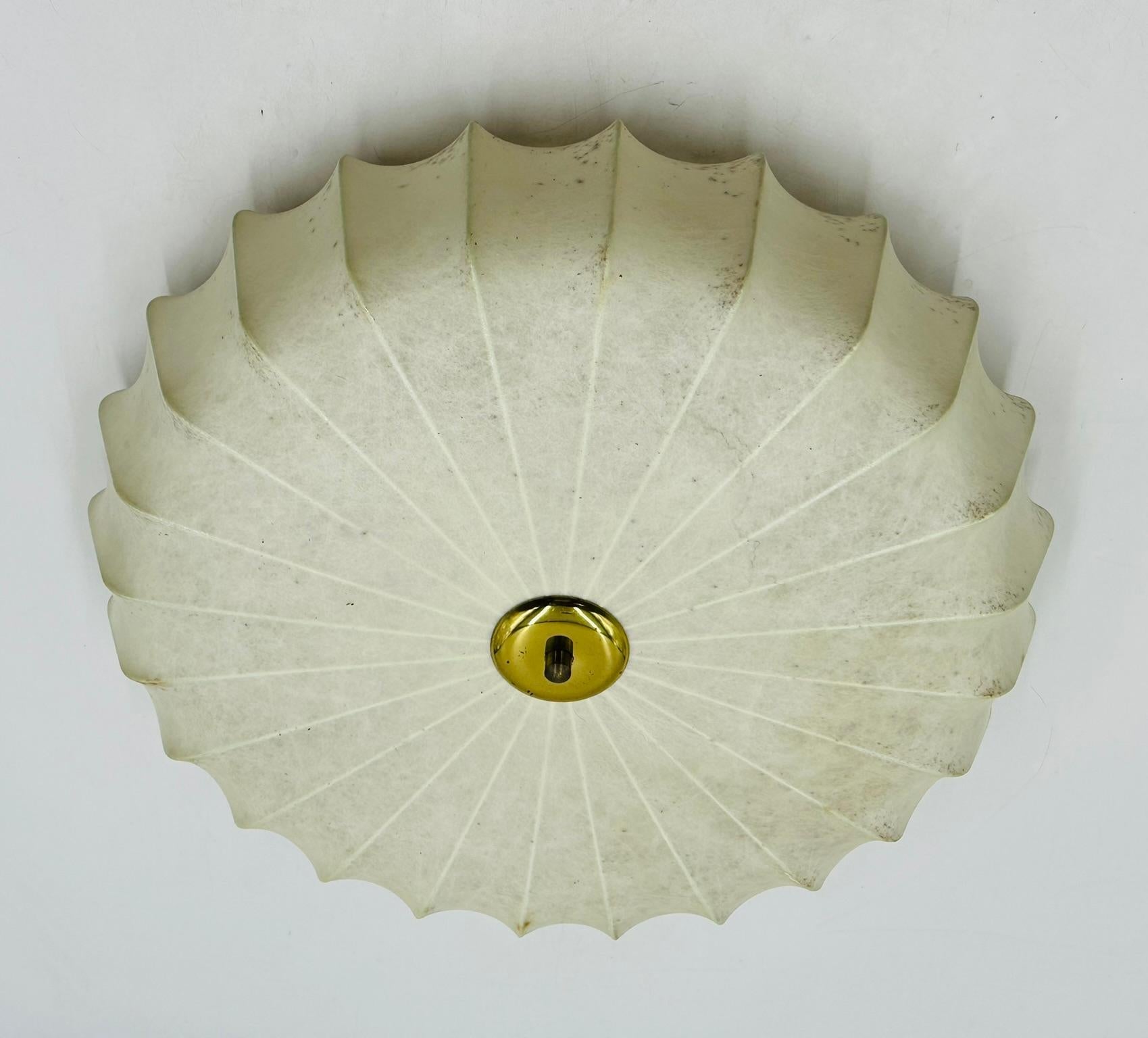 Vintage Cocoon Flush Mount Ceiling Light Marked FW Gepruft In Good Condition In Los Angeles, CA