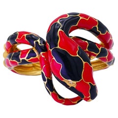 Retro Codognato Enamel 18k Gold Snake Bangle Bracelet