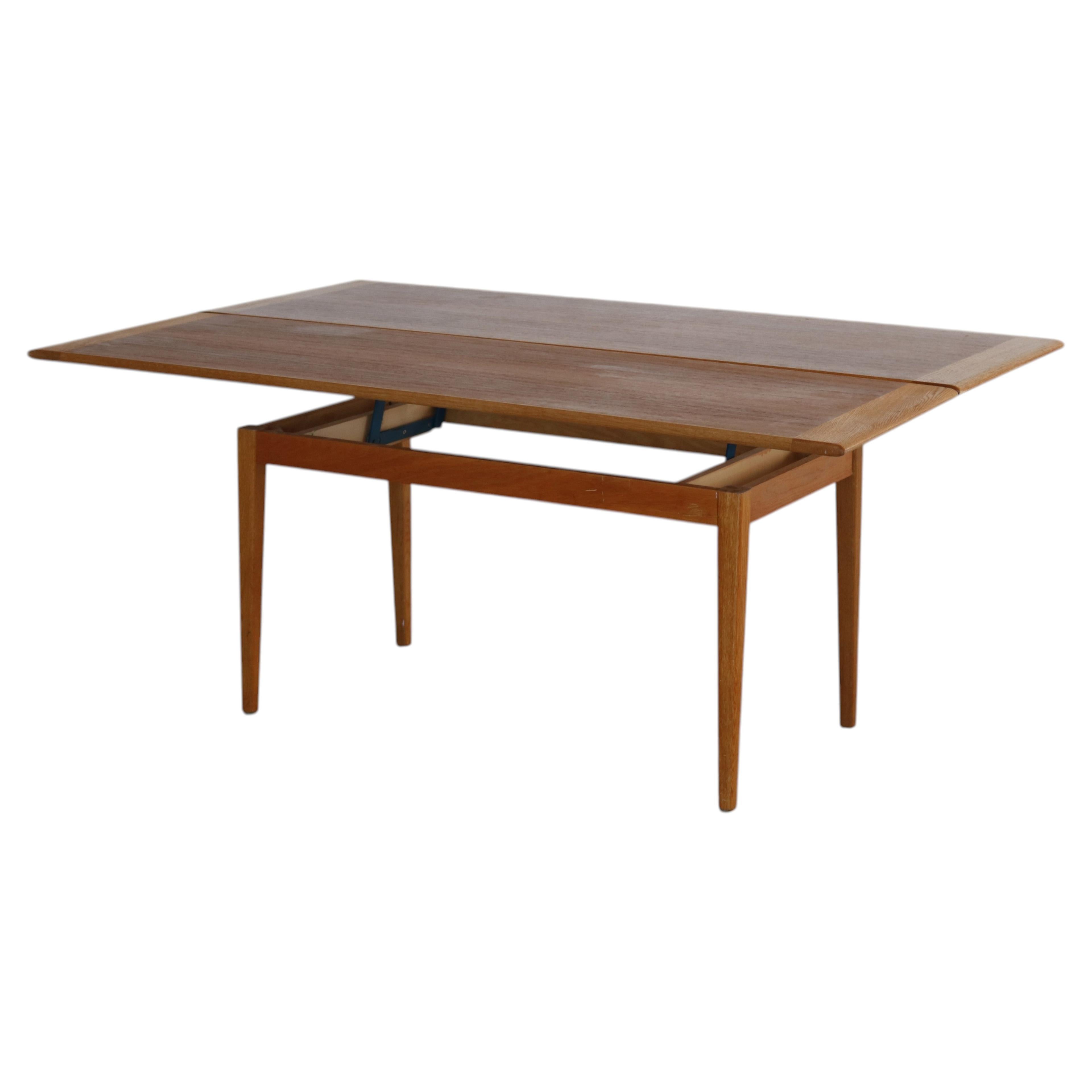 Vintage Scandinavian Teak & Oak Coffee/Dining Table, Adjustable For Sale