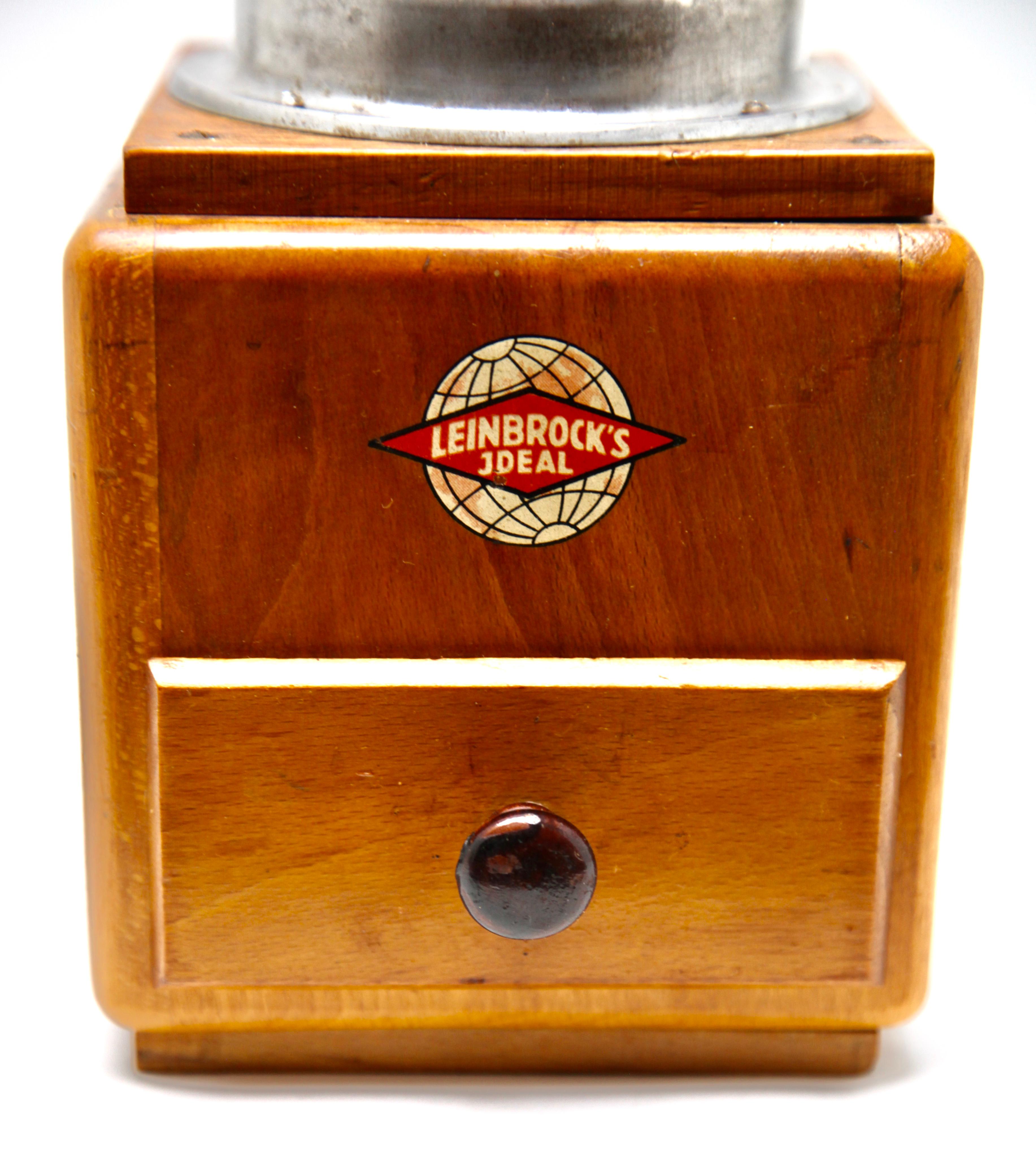 Hand-Crafted Vintage Coffee Grinder Leinbrock's Ideal 1940s-1950s Germany. Retro Kitchen