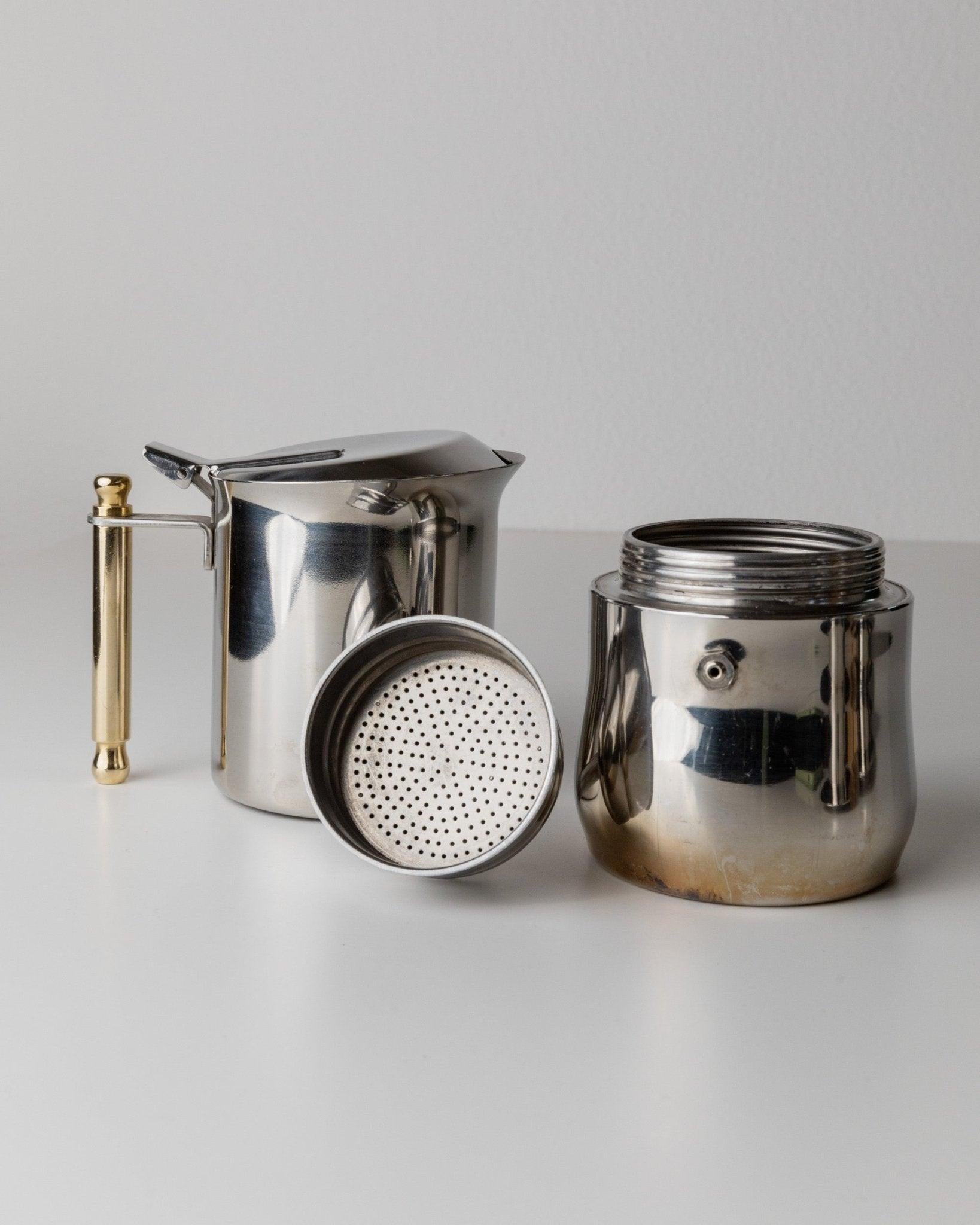 Vintage By IMCO Kaffeeset - 2 Tassen, Untertassen, 1 Mokkakanne, goldene Details, 1980er im Angebot 3