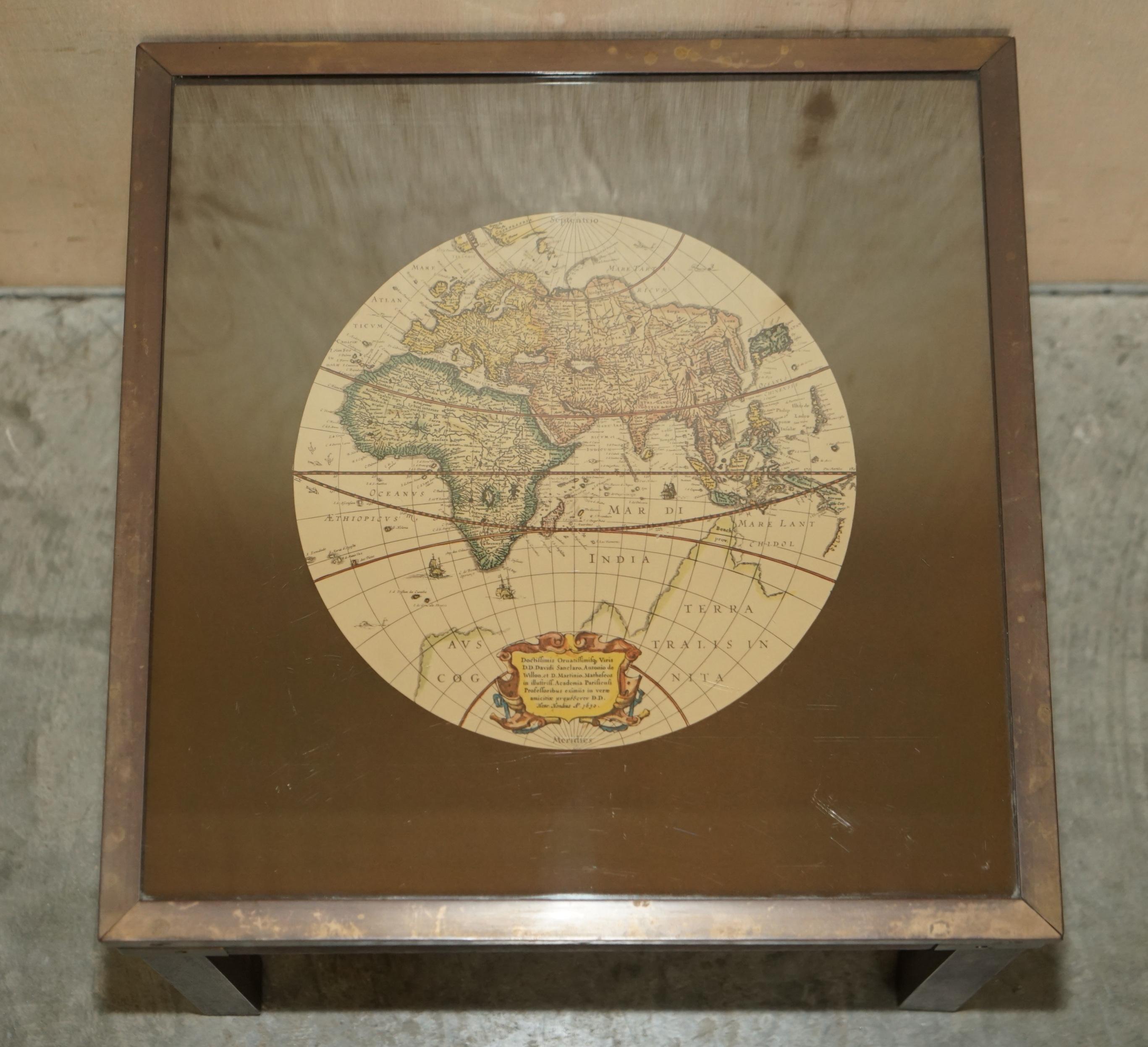 Vintage Coffee & Side Table Nest of Tables Military Campaign with World Maps For Sale 8