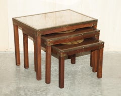 Mesa auxiliar y de centro vintage Nido de mesas Campaña militar con mapas del mundo