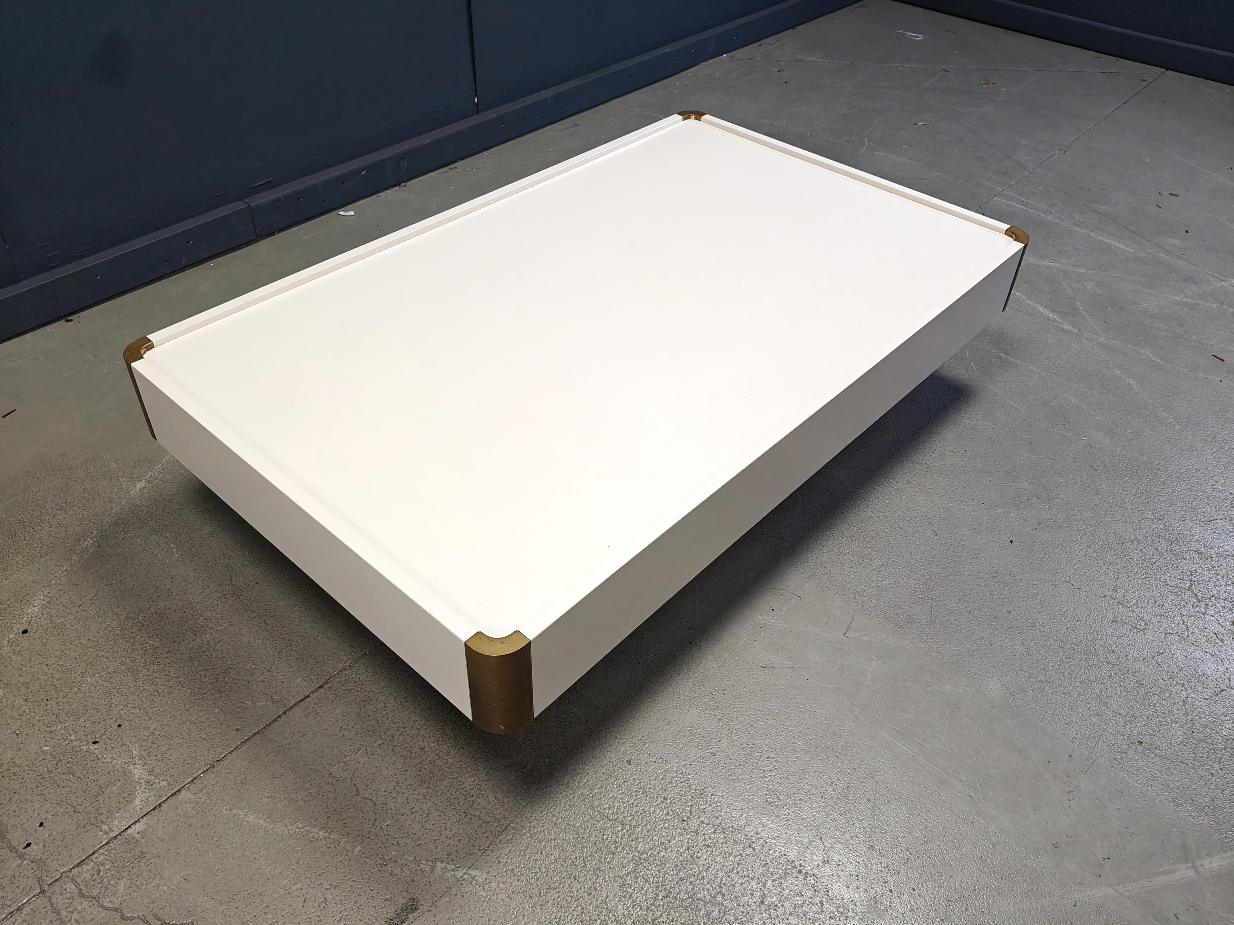 Brass Vintage coffee table attributed to Willy Rizzo, 1970s For Sale