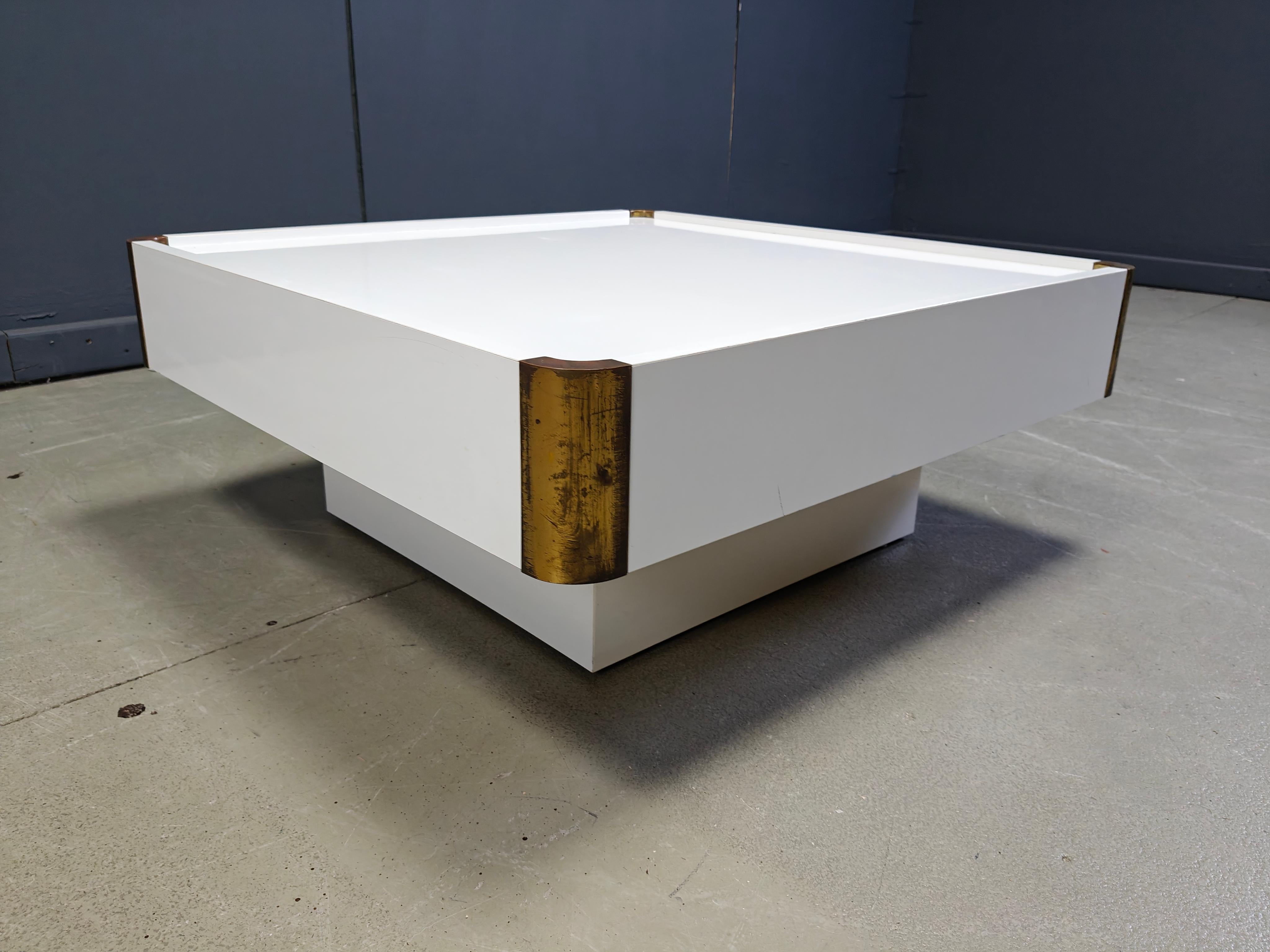 Late 20th Century Vintage coffee table attributed to Willy Rizzo, 1970s For Sale