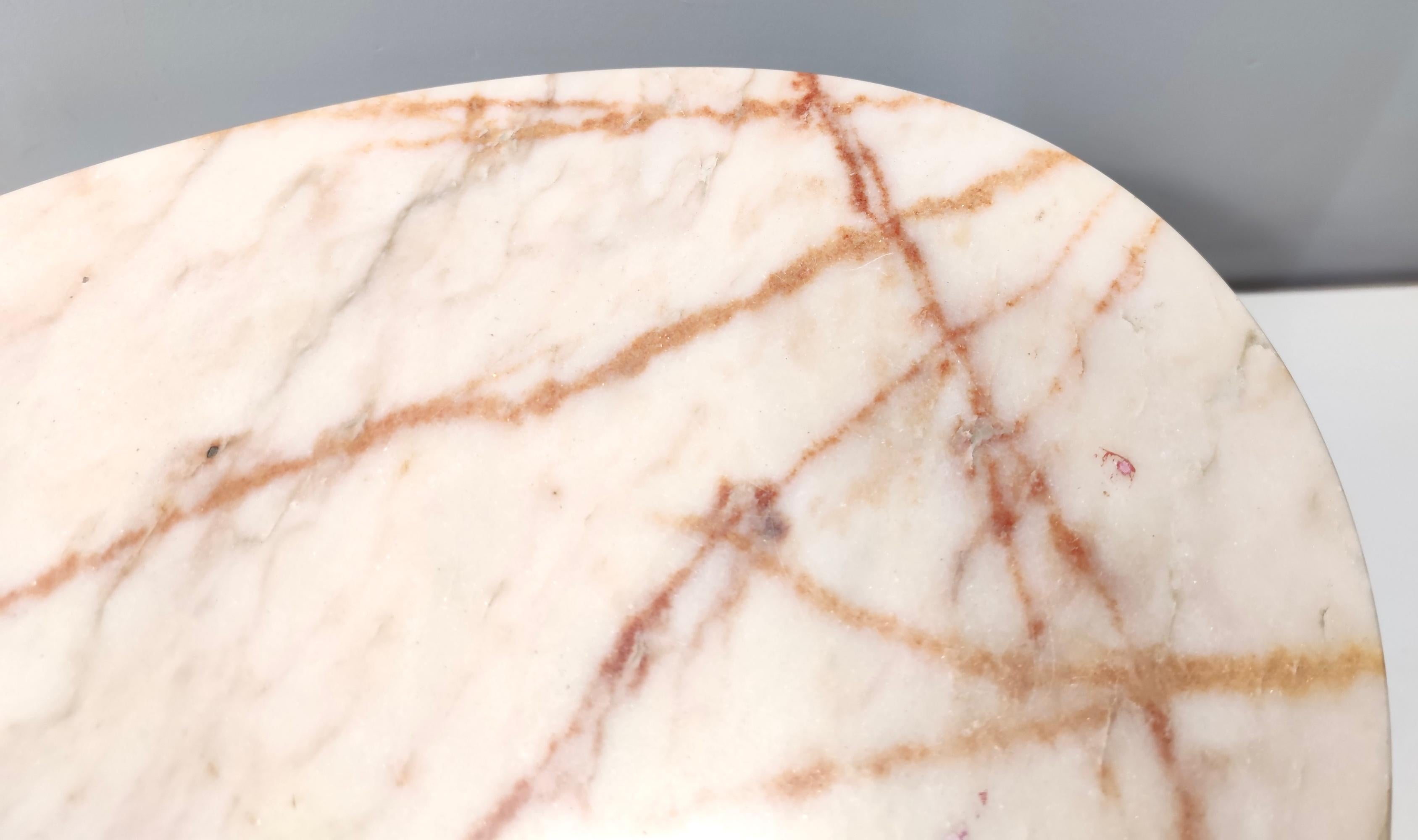 Milieu du XXe siècle Table basse vintage de Guglielmo Ulrich avec plateau ovale en marbre, Italie