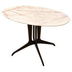 Table basse vintage de Guglielmo Ulrich avec plateau ovale en marbre, Italie