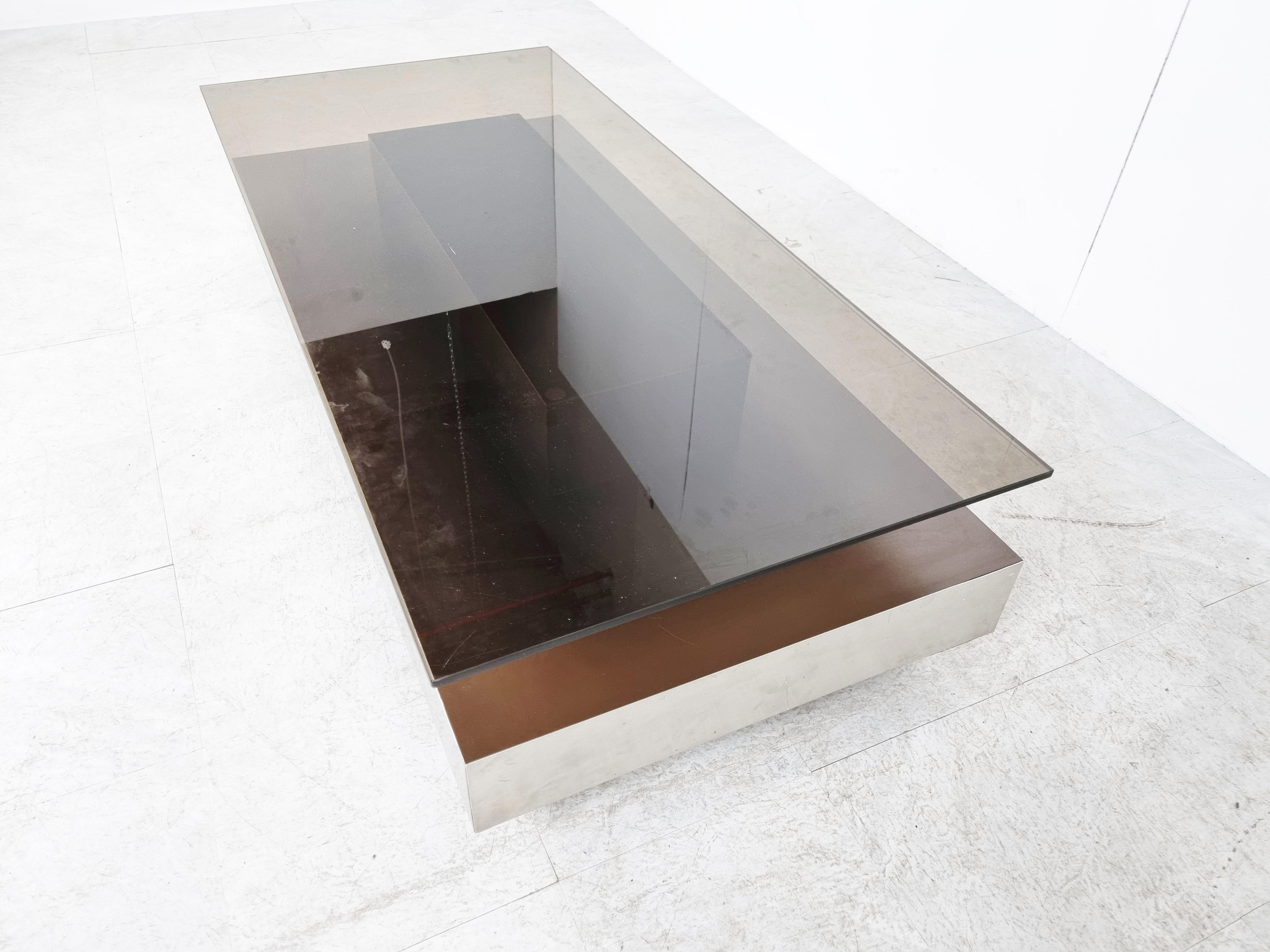 Smoked Glass Vintage Coffee Table by Mario Sabot, 1970s