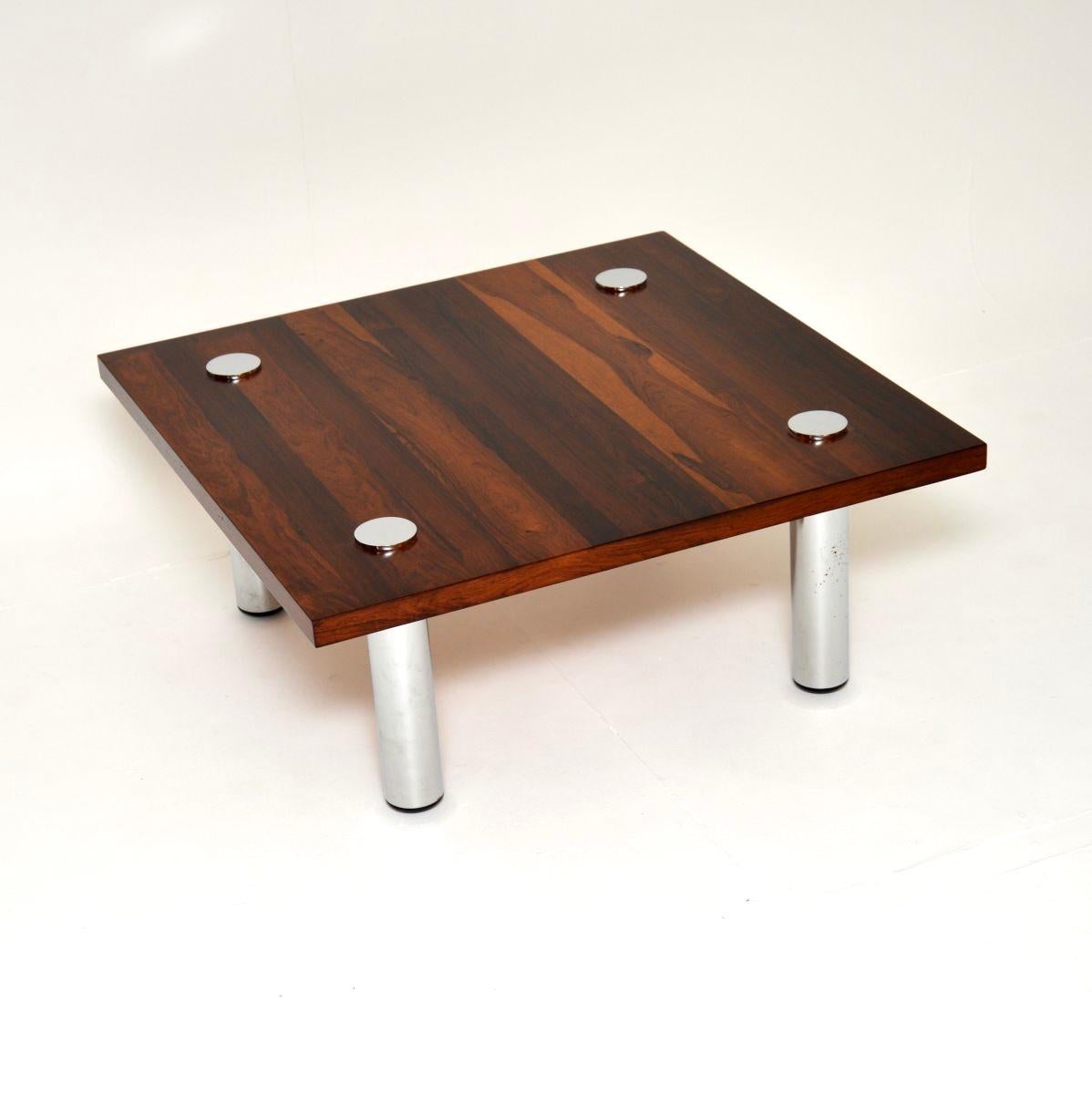A smart and stylish vintage coffee table by Pieff of Worcester. This was designed by Tim Bates, it was made in England and dates from the 1960-70’s.

It is of exceptional quality and has a fantastic design. The square top has incredibly beautiful
