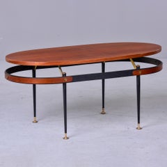 Vintage Coffee Table by Silvio Cavatorta with Floating Wood Top and Brass Feet