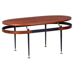 Vintage Coffee Table by Silvio Cavatorta with Floating Wood Top and Brass Feet