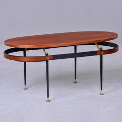 Vintage Coffee Table by Silvio Cavatorta with Floating Wood Top and Brass Feet 