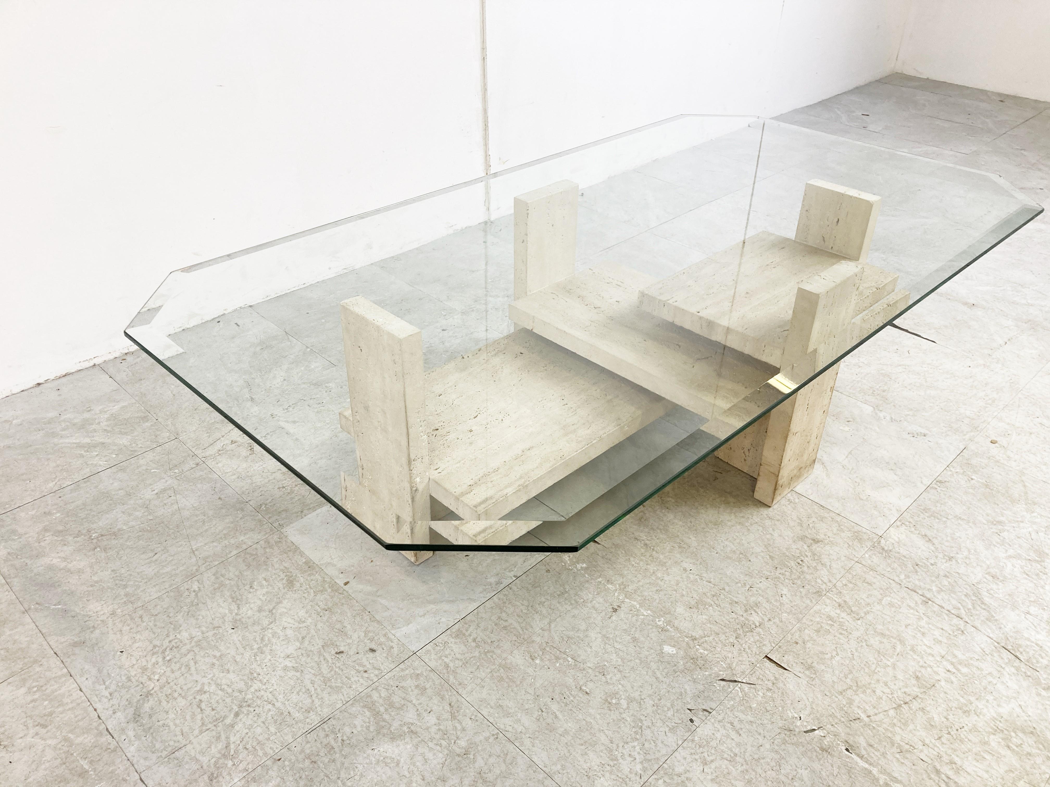 Glass Vintage Coffee Table by Willy Ballez, 1970s For Sale