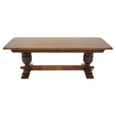 Vintage Coffee Table, Carved Oak, Bulbous Legs, American 1940, B2522