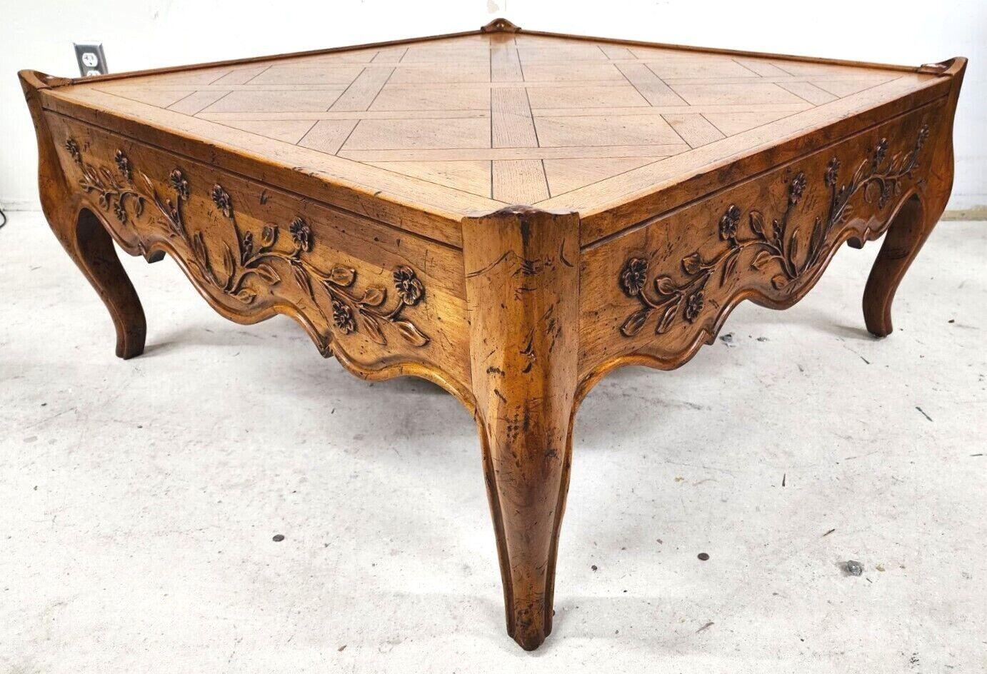 Offering one of our recent Palm Beach estate fine furniture acquisitions of a
vintage country French parquet top solid wood coffee table.

We have many other similar tables listed. To see them, scroll down and click on VIEW ALL FROM SELLER, where