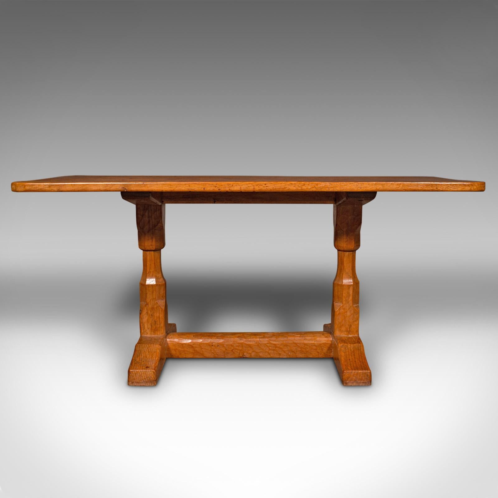 Vintage Coffee Table, English Oak, Cotswold School, After Mouseman, 20th Century In Good Condition For Sale In Hele, Devon, GB