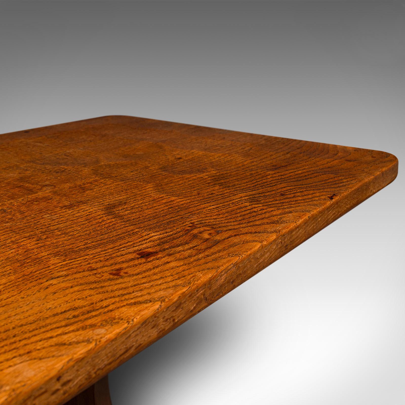 Vintage Coffee Table, English Oak, Cotswold School, After Mouseman, 20th Century For Sale 2