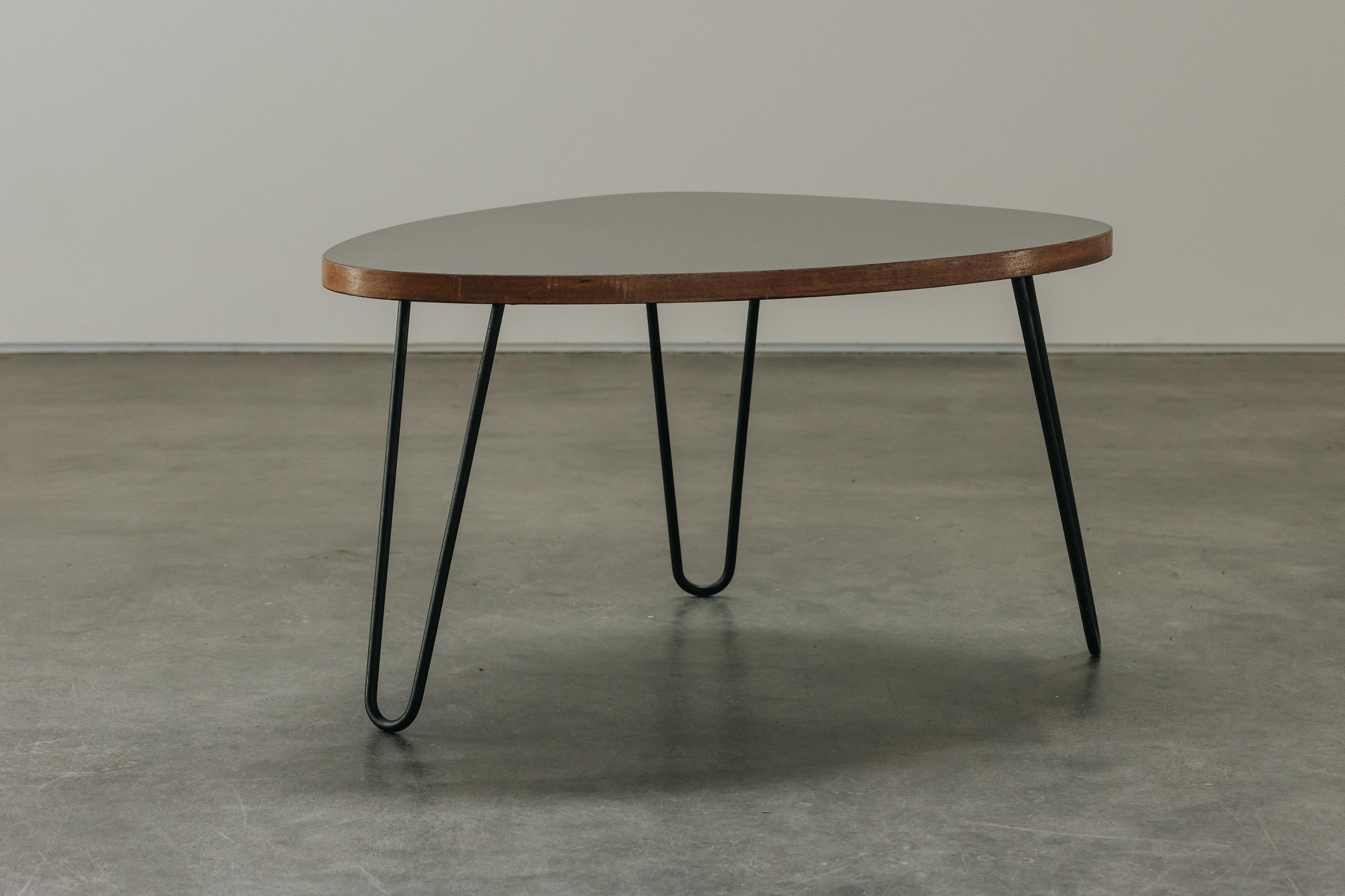 Vintage Coffee Table From France, Circa 1960.  Formica top on a metal base.  Light wear and use.