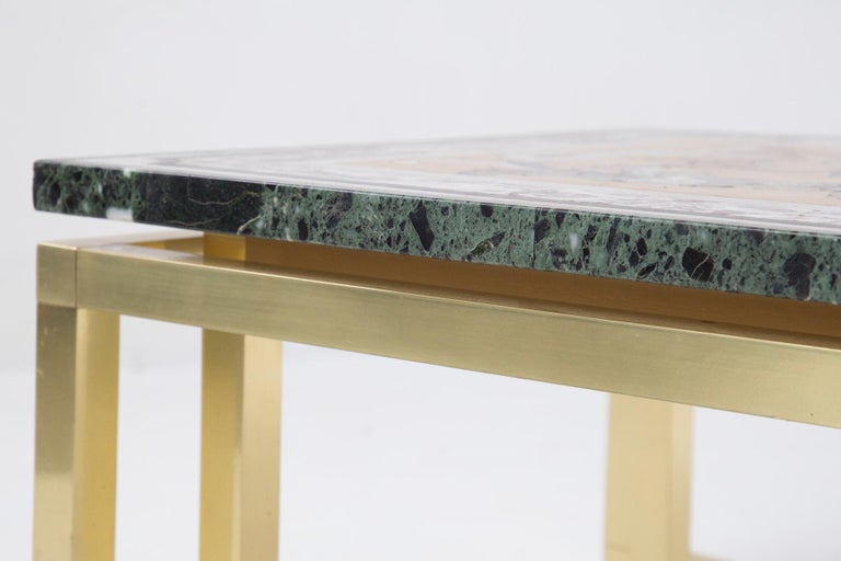 Vintage Coffee Table in Brass and Marble For Sale at 1stDibs
