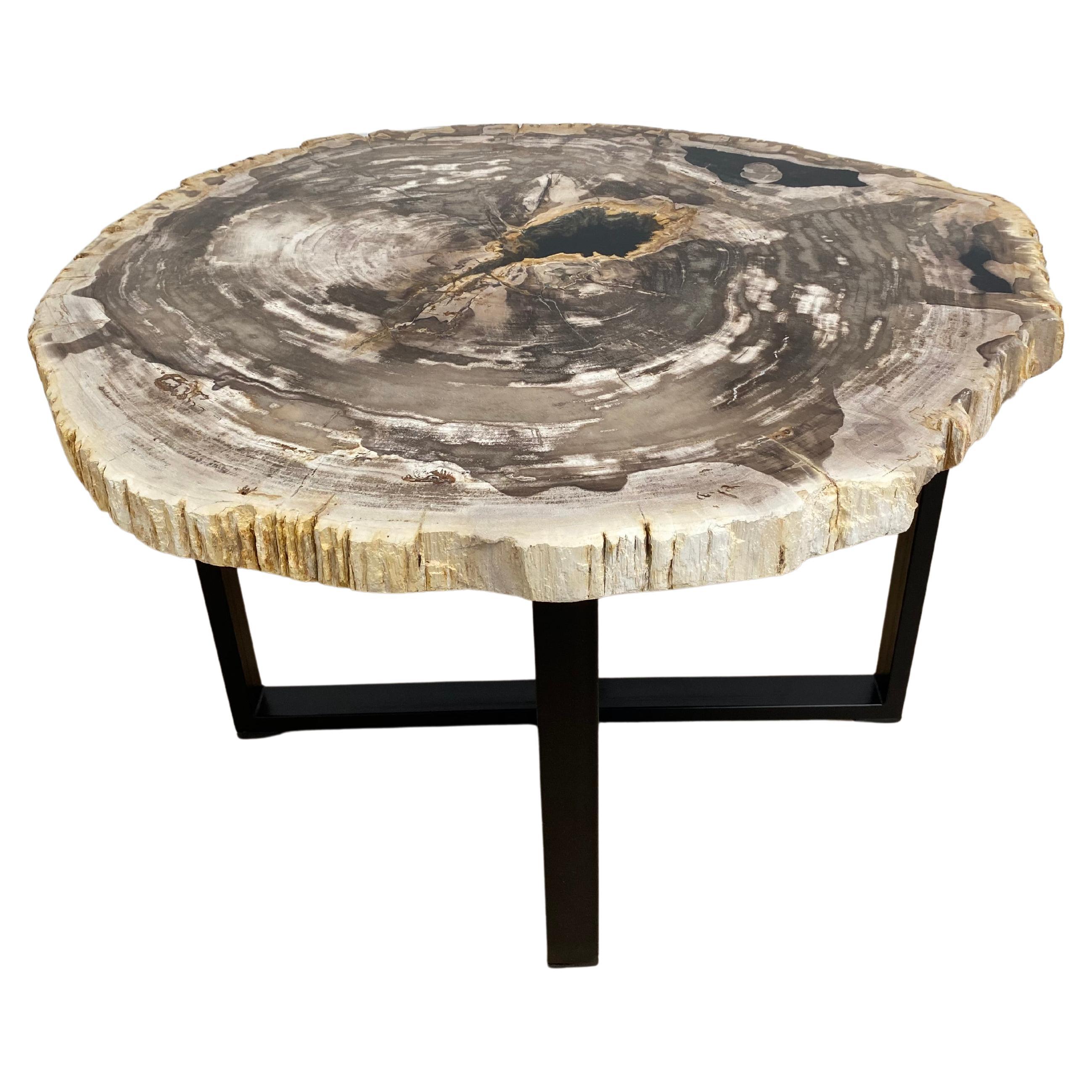 Dark Brown Resin Table with Petrified Wood Inclusions, Belgium, 1970 at