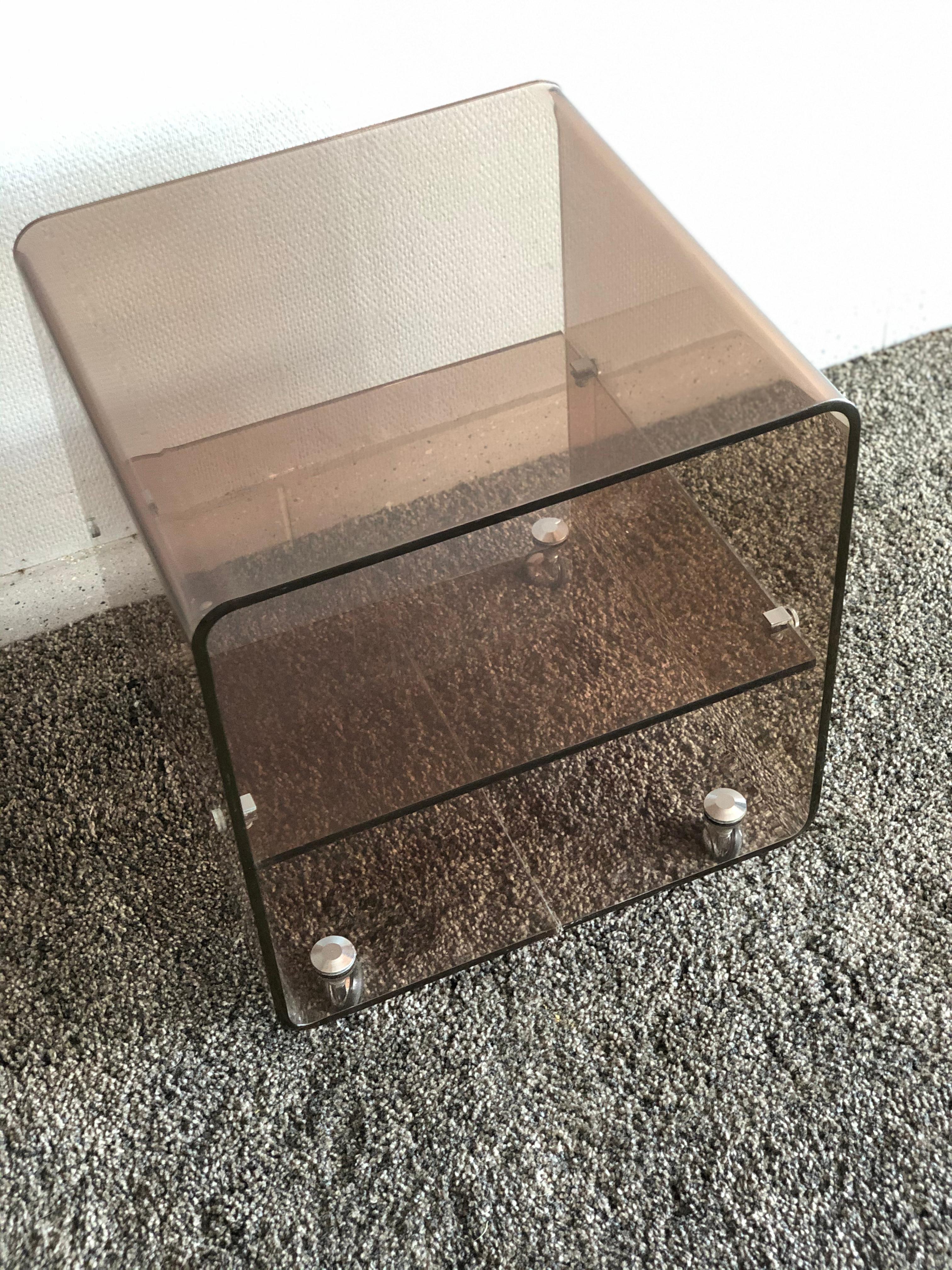 Mid-Century Modern Vintage Coffee Table in Plexiglas and Chrome Metal, Michel Dumas, 1970s For Sale