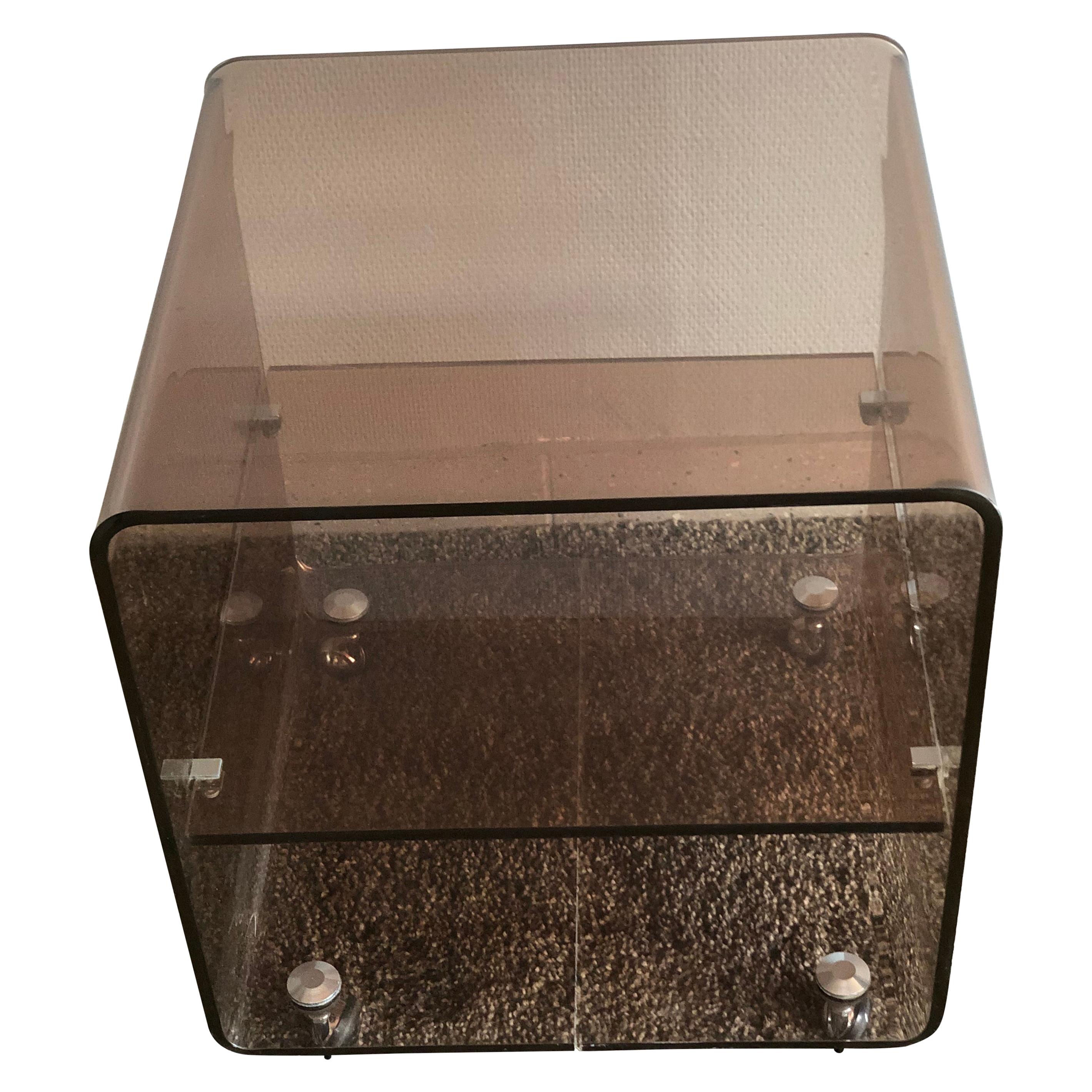 Vintage Coffee Table in Plexiglas and Chrome Metal, Michel Dumas, 1970s For Sale