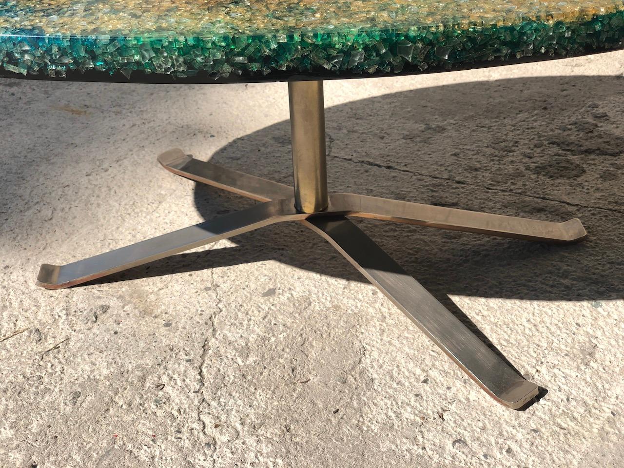 Mid-Century Modern Vintage Coffee Table in Resin Pierre Giraudon 1970 For Sale