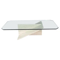 Vintage Coffee Table in Travertine and Glass