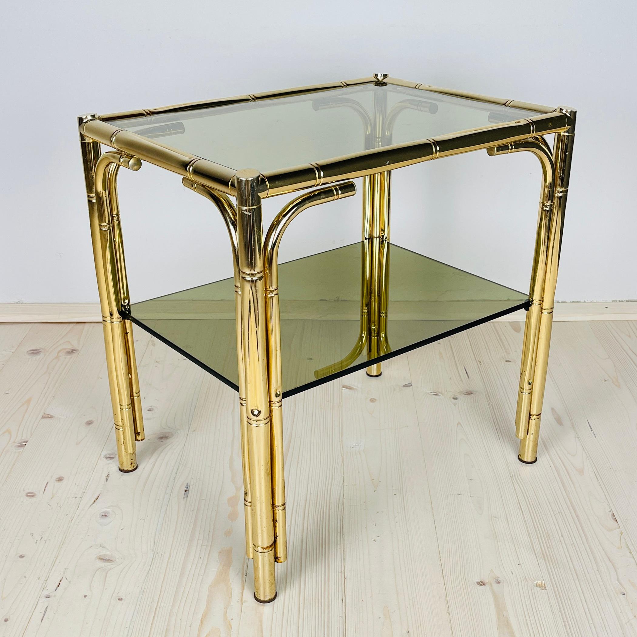 Metal Vintage coffee table Italy 1970s Smoked Glass For Sale
