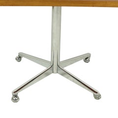 Vintage Coffee Table Side Table Wooden Top Chrome Wheels 90cm