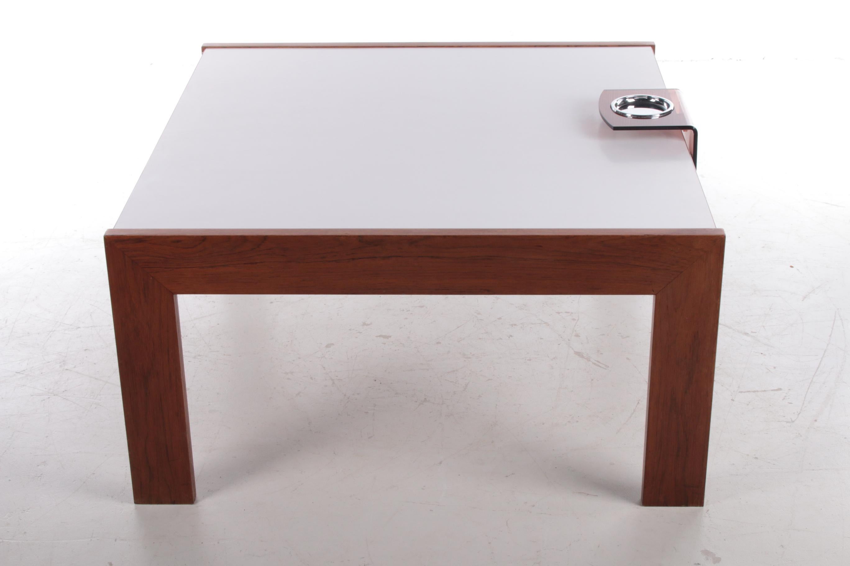 Mid-Century Modern Vintage Coffee Table Square with Ashtray Made in the 60s For Sale