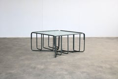 vintage coffee table  table  glass  70's