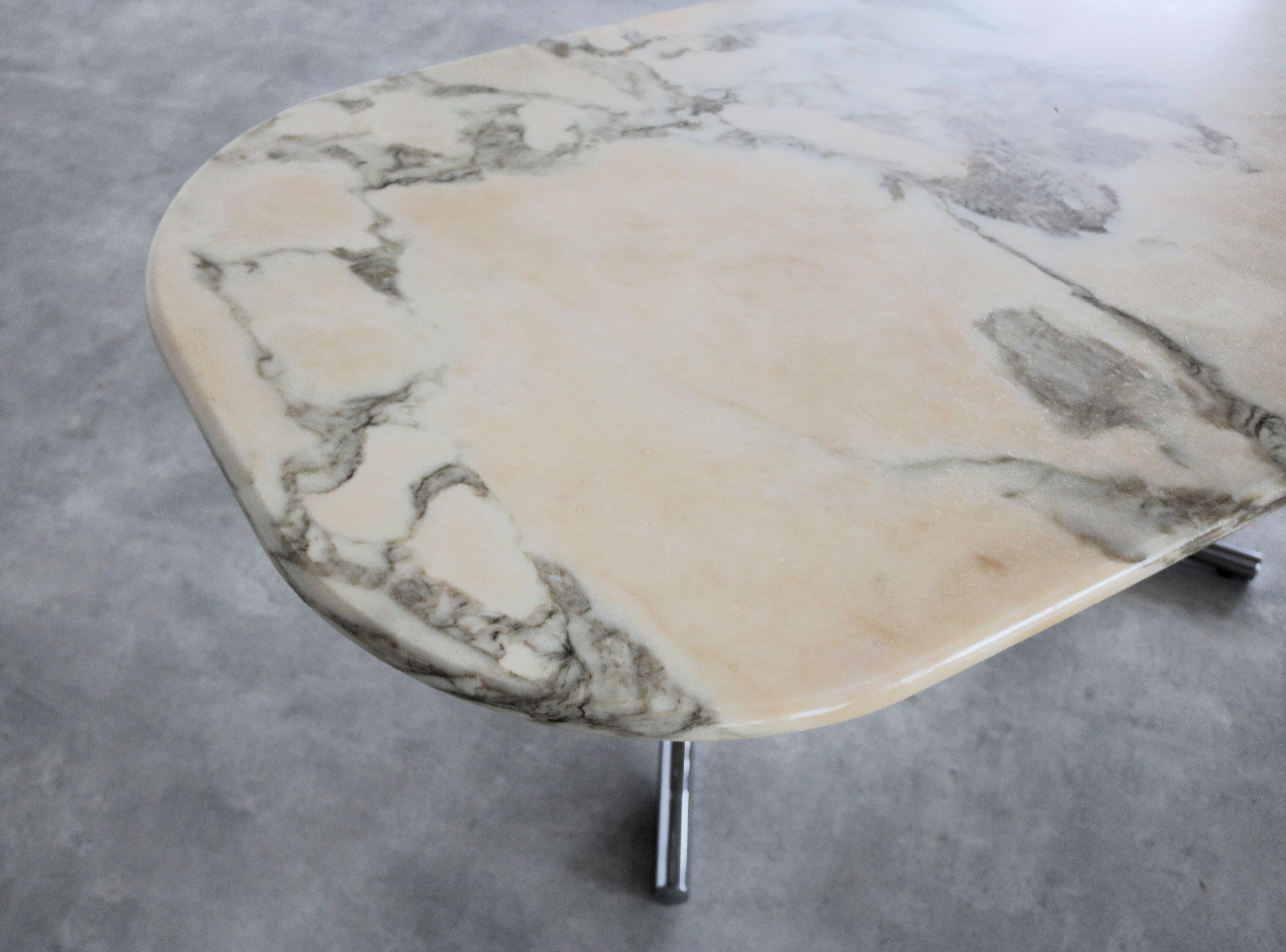 Chrome vintage coffee table | table | marble | Sweden (2) For Sale