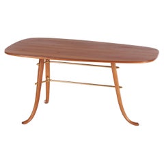 Vintage Coffee Table with 3 Legs and Brass Details Scandinavia
