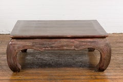 Vintage Coffee Table with Chow Legs, Carved Apron and Distressed Patina