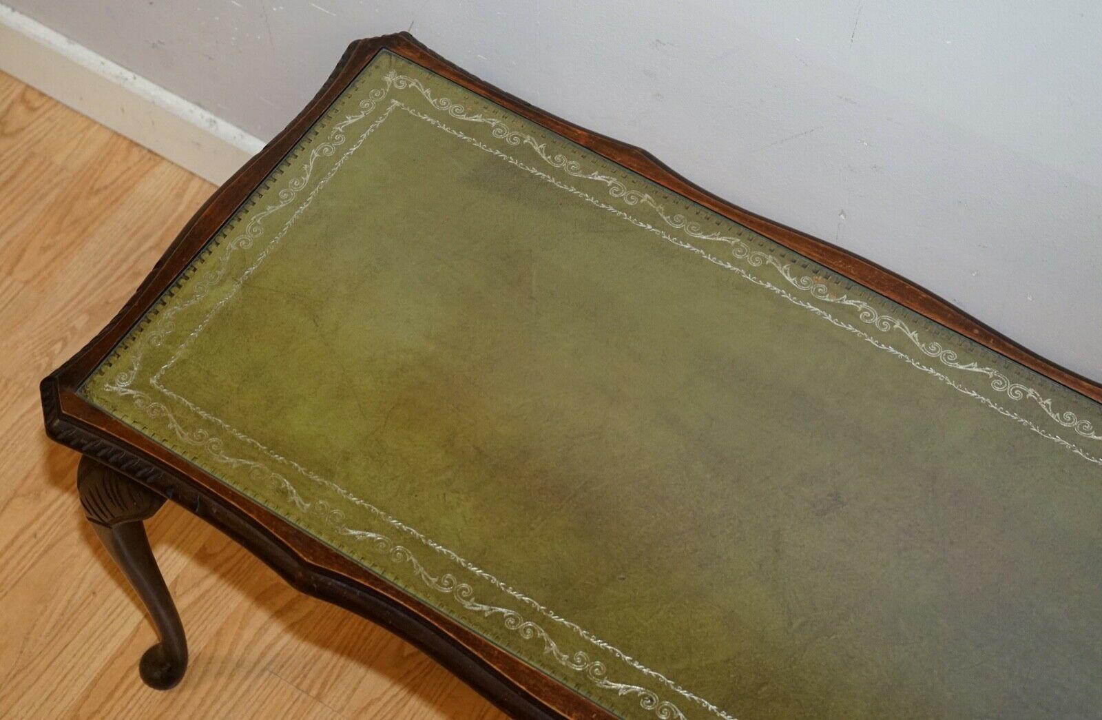 antique leather top coffee table