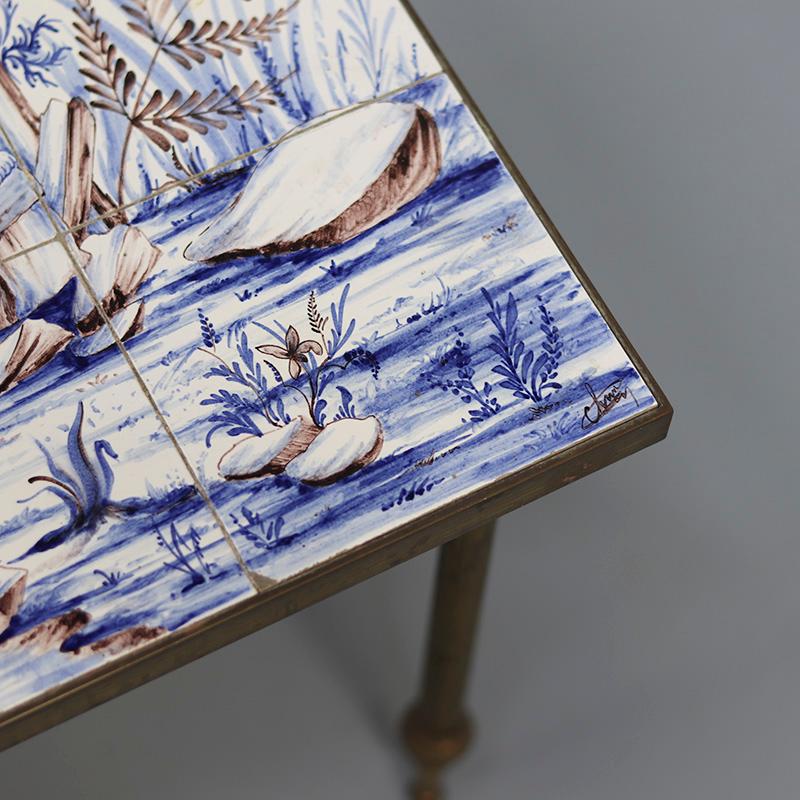 Laiton Vintage Coffee Table with Inlaid Top, 1960s en vente