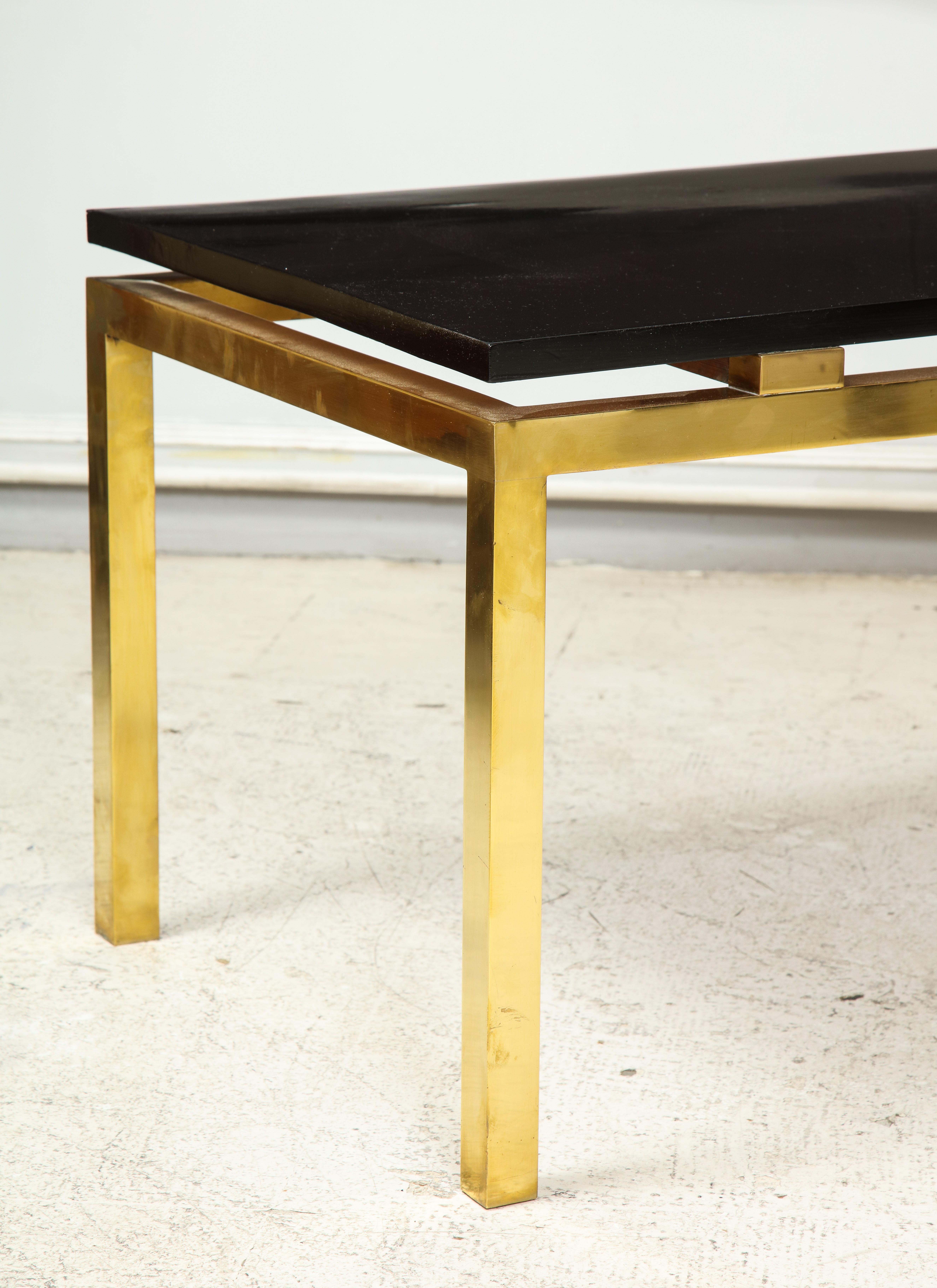 20th Century Vintage Coffee Table with Lacquered Top on Brass Base