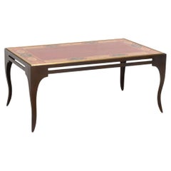 Vintage Coffee Table With Painted Metal Top in Classical Motif