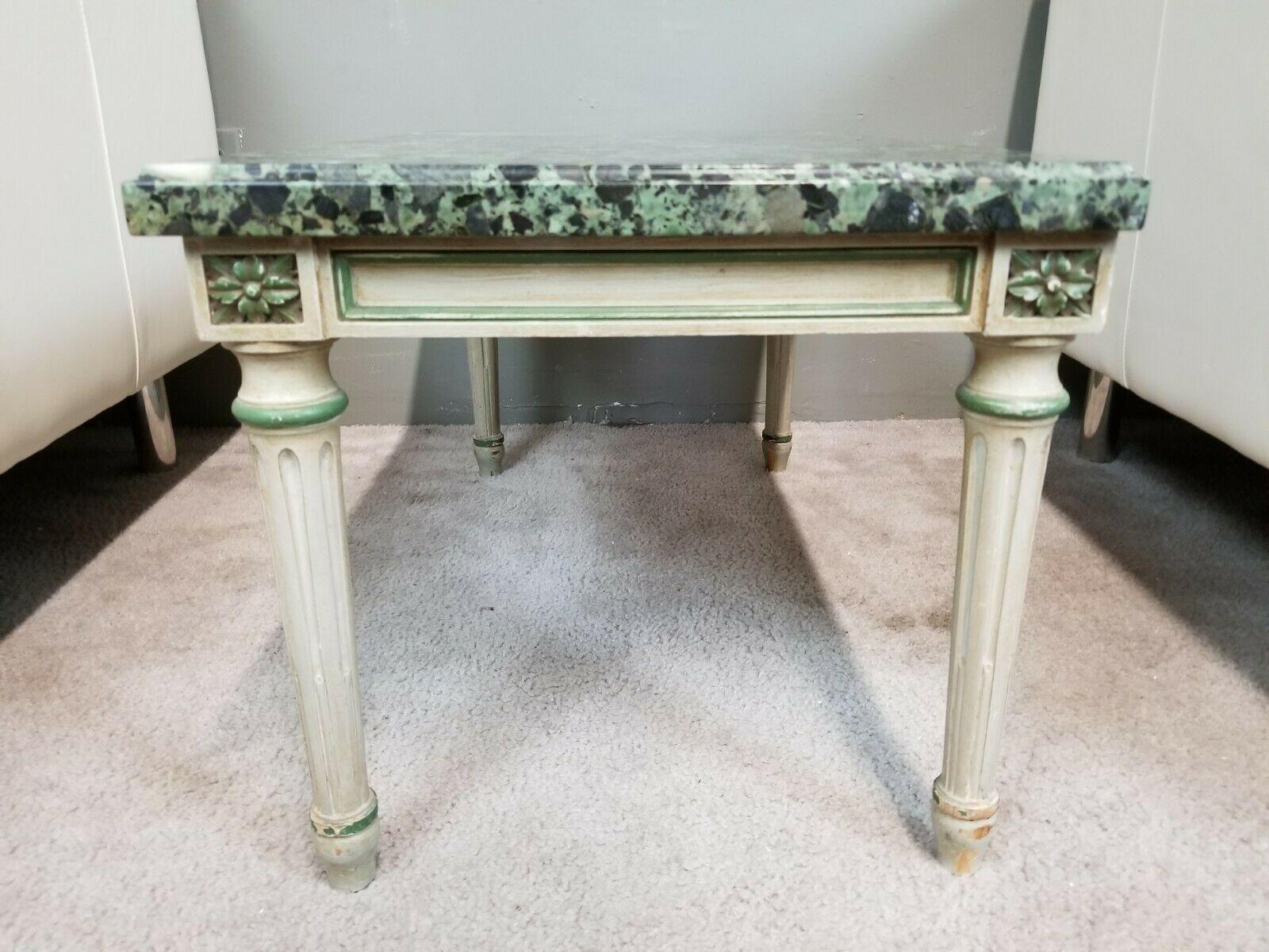 Late 20th Century Vintage Coffee Table Wood & Marble Bench For Sale
