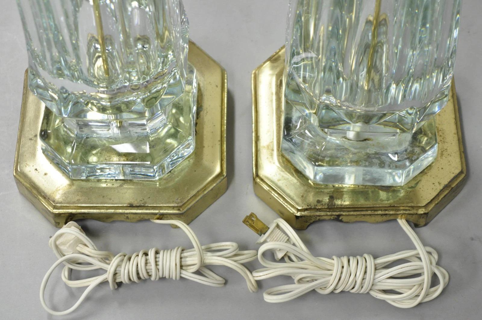 Vintage Cofrac Art Verrier Französisch Bleikristallglas & Messing Tischlampen, Paar im Angebot 4
