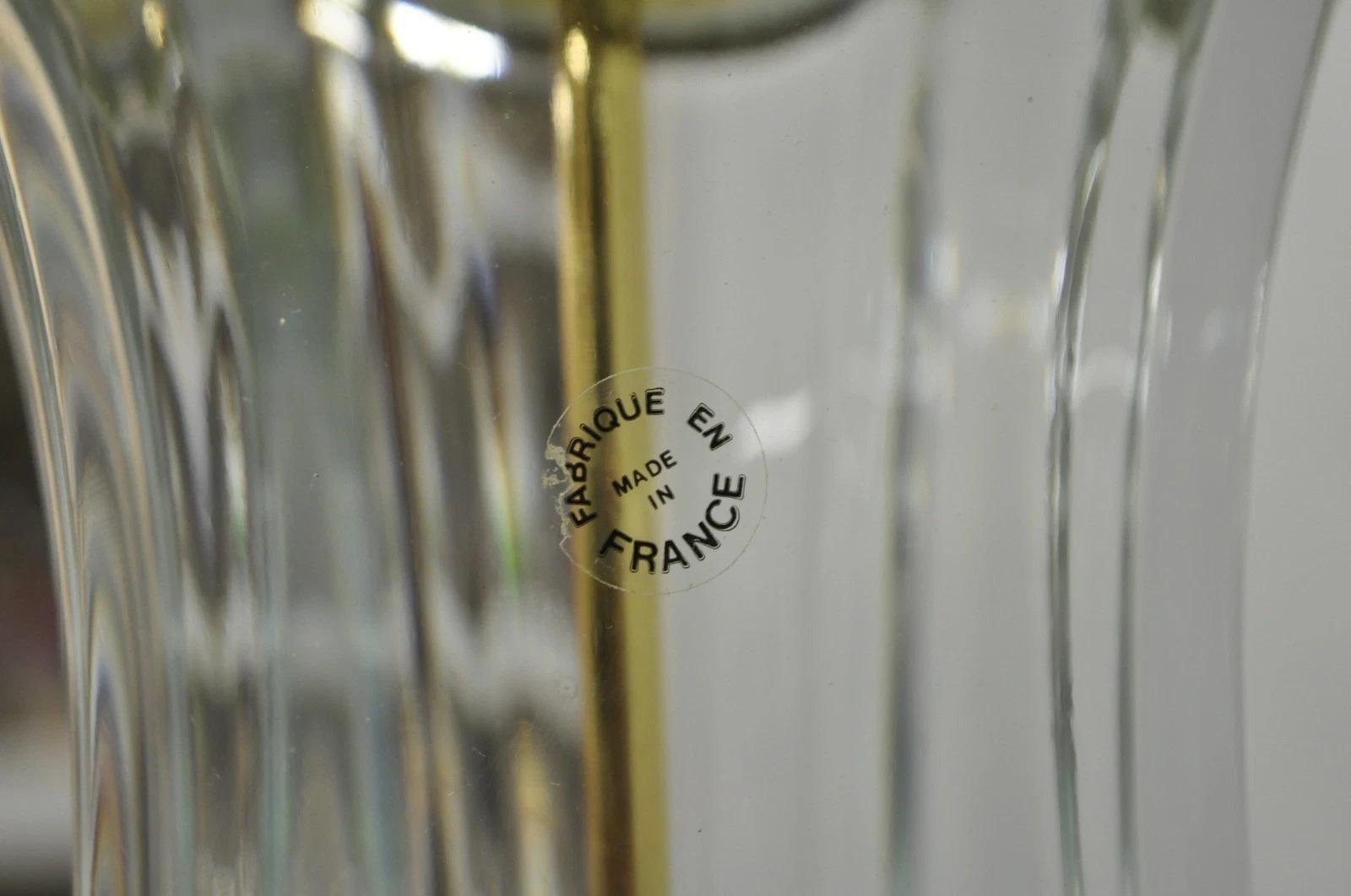 Vintage Cofrac Art Verrier Französisch Bleikristallglas & Messing Tischlampen, Paar im Zustand „Gut“ im Angebot in Philadelphia, PA