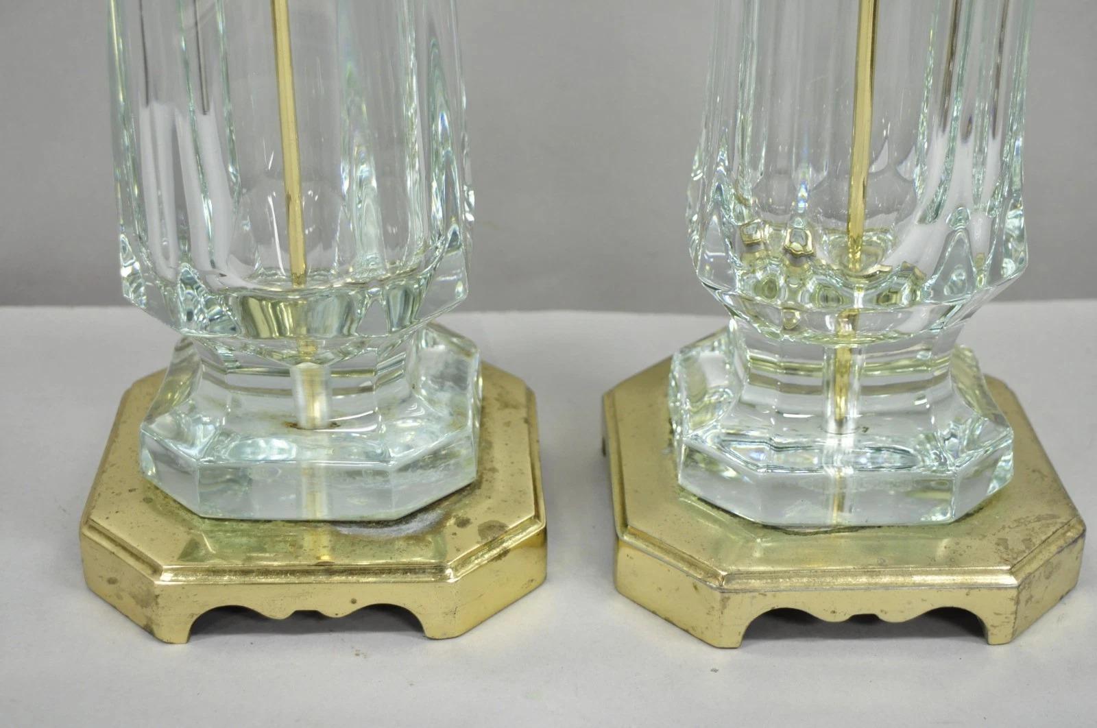 Vintage Cofrac Art Verrier Französisch Bleikristallglas & Messing Tischlampen, Paar im Angebot 2