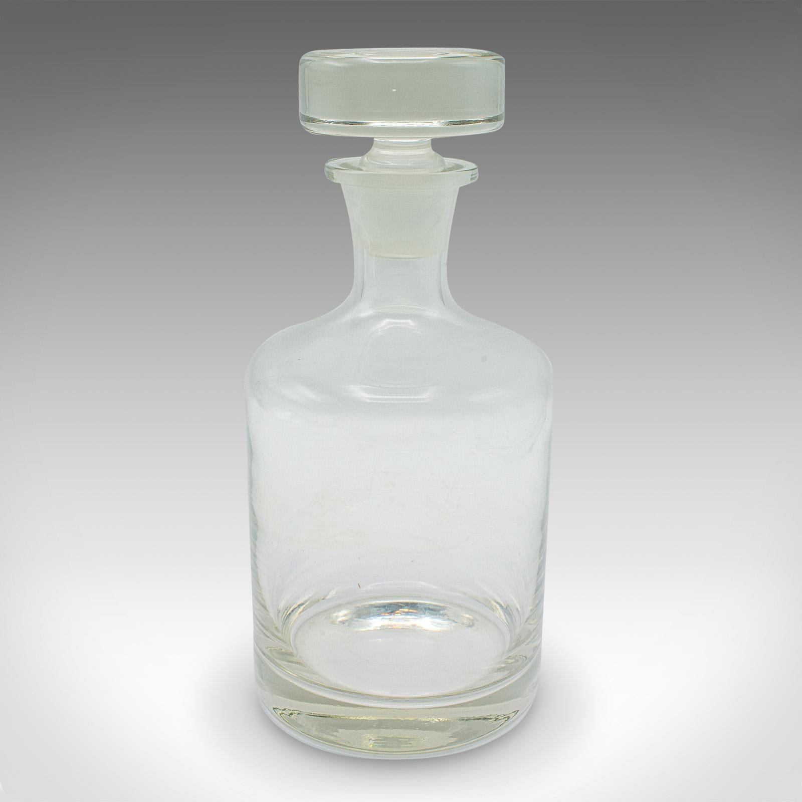 Mid-Century Modern Vintage Cognac Decanter, English, Glass, Spirit Vessel, Mid Century, Circa 1950 For Sale