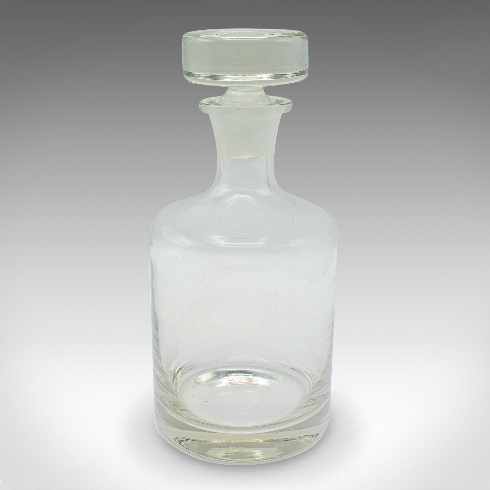 British Vintage Cognac Decanter, English, Glass, Spirit Vessel, Mid Century, Circa 1950 For Sale