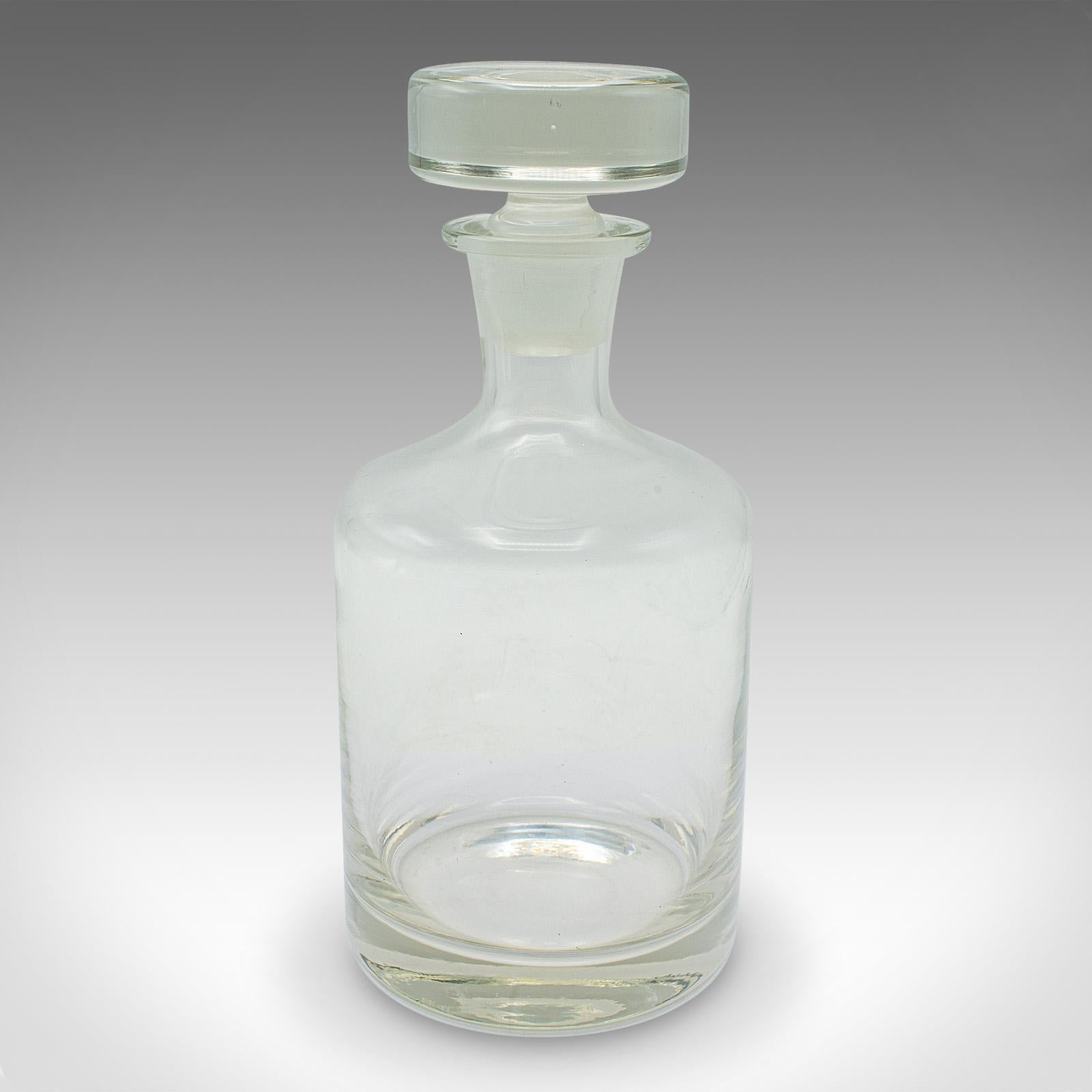 20th Century Vintage Cognac Decanter, English, Glass, Spirit Vessel, Mid Century, Circa 1950 For Sale