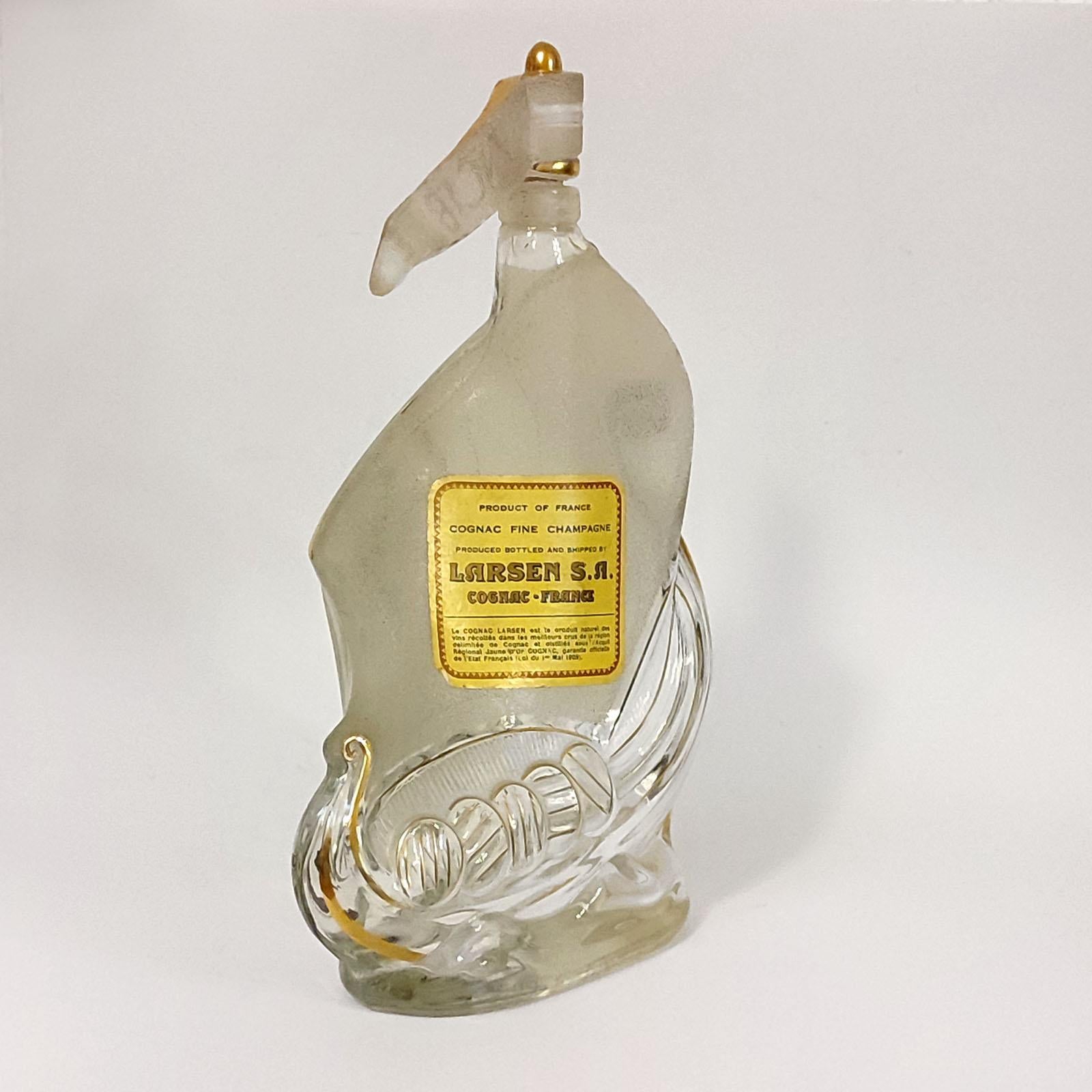 Mid-20th Century Vintage Cognac Decanter with Stopper, Viking Ship Shape, France 1960s For Sale
