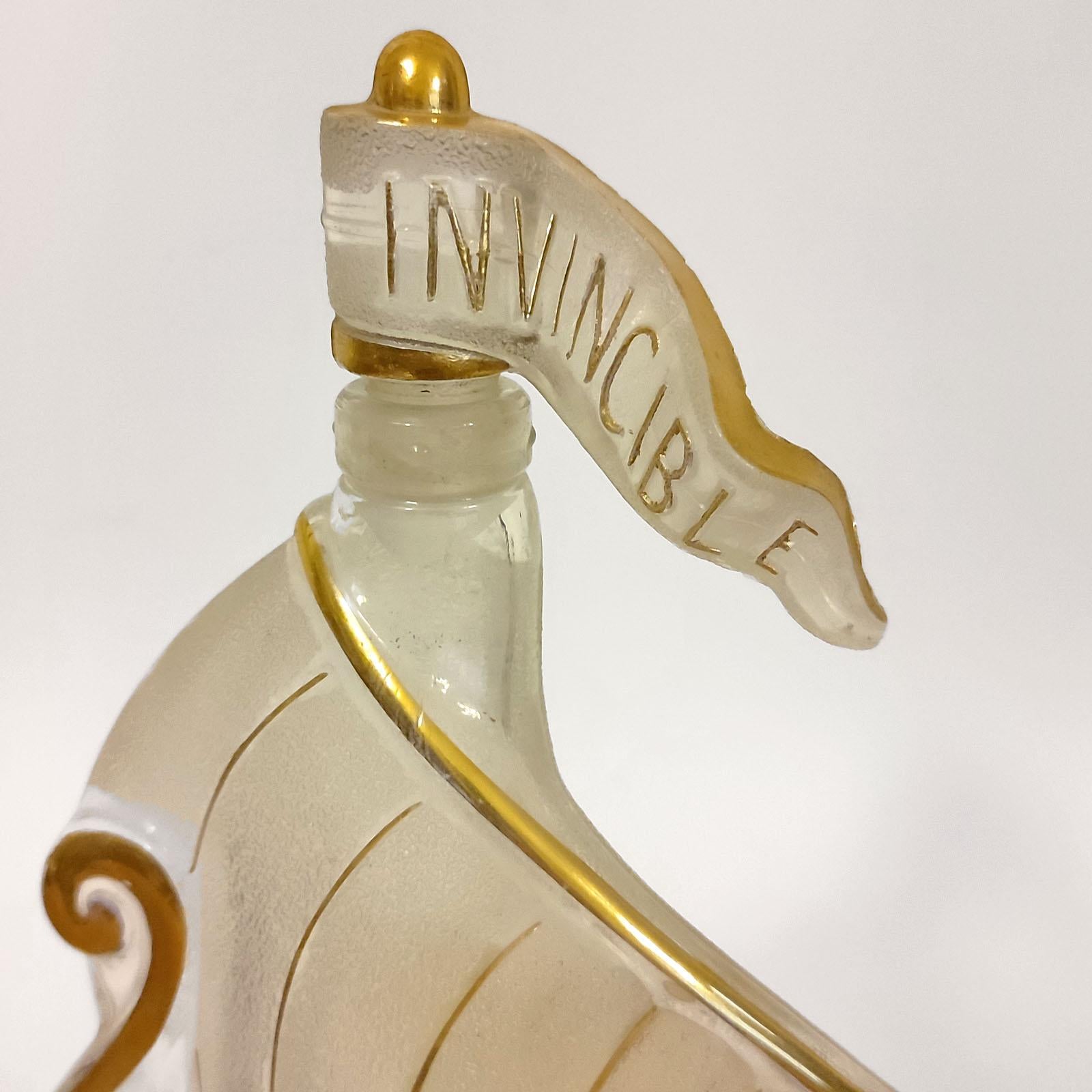French Vintage Cognac Decanter with Stopper, Viking Ship Shape, France 1960s For Sale