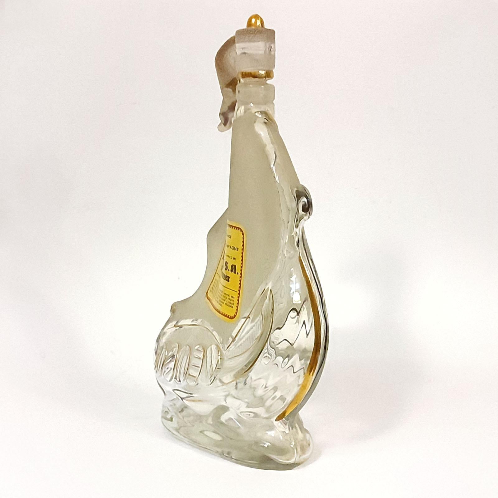 Vintage Cognac Decanter with Stopper, Viking Ship Shape, France 1960s In Good Condition For Sale In Bochum, NRW